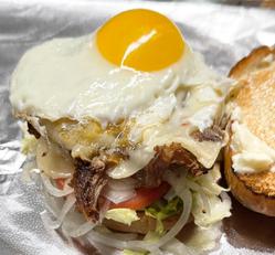 Ribeye w/egg, lettuce tomato, mayo and cheese