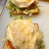 Salmon Cake and egg triple cheese